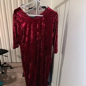 Red crushed velvet mermaid style maxi dress